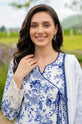 White Floral Printed Arabic Linen 3-Piece Suit with Chiffon Dupatta-009