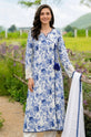 White Floral Printed Arabic Linen 3-Piece Suit with Chiffon Dupatta-009