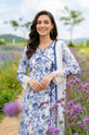 White Floral Printed Arabic Linen 3-Piece Suit with Chiffon Dupatta-009
