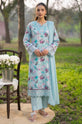 Printed Linen Embroidered 3-Piece Suit with Chiffon Dupatta – Aqua Blue-003
