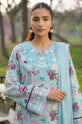 Printed Linen Embroidered 3-Piece Suit with Chiffon Dupatta – Aqua Blue-003