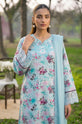 Printed Linen Embroidered 3-Piece Suit with Chiffon Dupatta – Aqua Blue-003