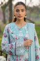 Printed Linen Embroidered 3-Piece Suit with Chiffon Dupatta – Aqua Blue-003