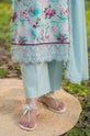 Printed Linen Embroidered 3-Piece Suit with Chiffon Dupatta – Aqua Blue-003