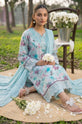 Printed Linen Embroidered 3-Piece Suit with Chiffon Dupatta – Aqua Blue-003