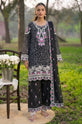 Black Printed Crinkle Chiffon Embroidered 4-Piece Suit-0011