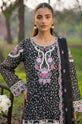 Black Printed Crinkle Chiffon Embroidered 4-Piece Suit-0011