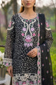 Black Printed Crinkle Chiffon Embroidered 4-Piece Suit-0011