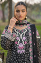 Black Printed Crinkle Chiffon Embroidered 4-Piece Suit-0011