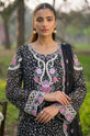 Black Printed Crinkle Chiffon Embroidered 4-Piece Suit-0011