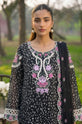 Black Printed Crinkle Chiffon Embroidered 4-Piece Suit-0011