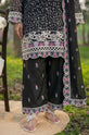 Black Printed Crinkle Chiffon Embroidered 4-Piece Suit-0011