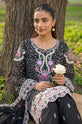 Black Printed Crinkle Chiffon Embroidered 4-Piece Suit-0011