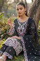 Black Printed Crinkle Chiffon Embroidered 4-Piece Suit-0011