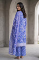 Blue & Lavender Printed Doria Lawn 3 Piece Suit with Boring Embroidery-GU537