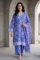 Blue & Lavender Printed Doria Lawn 3 Piece Suit with Boring Embroidery-GU537
