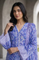 Blue & Lavender Printed Doria Lawn 3 Piece Suit with Boring Embroidery-GU537