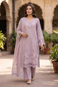 Lilac Embroidered Linen 3 Piece Suit with Chiffon Dupatta - GU777