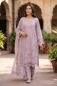 Lilac Embroidered Linen 3 Piece Suit with Chiffon Dupatta - GU777