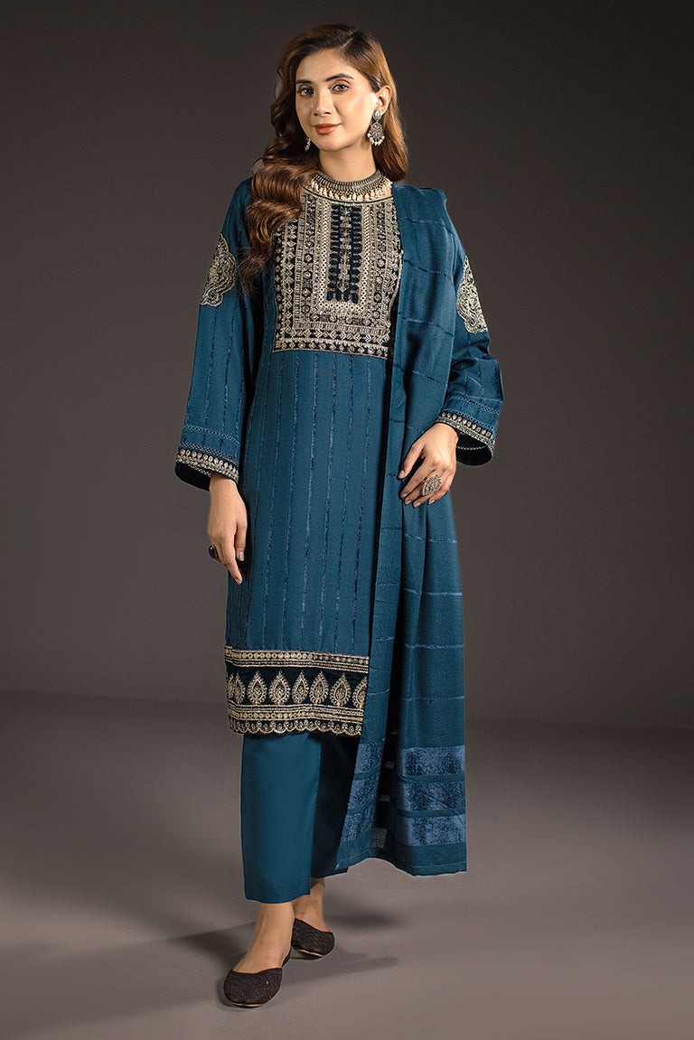 Embroidered Dhanak Suit