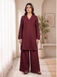 MAHREEN – Deep Berry Self-Stripe Cotton 2-Piece Co-Ord Set-RW53