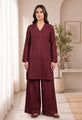 MAHREEN – Deep Berry Self-Stripe Cotton 2-Piece Co-Ord Set-RW53