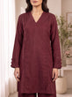 MAHREEN – Deep Berry Self-Stripe Cotton 2-Piece Co-Ord Set-RW53