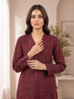 MAHREEN – Deep Berry Self-Stripe Cotton 2-Piece Co-Ord Set-RW53