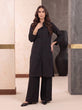 RAYNA – Jet Black Self-Stripe Cotton 2-Piece Co-Ord Set-RW54