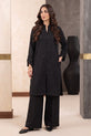 RAYNA – Jet Black Self-Stripe Cotton 2-Piece Co-Ord Set-RW54