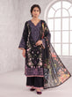 Black Embroidered Linen Straight Suit with Printed Dupatta - GU774