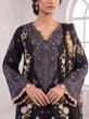 Black Embroidered Linen Straight Suit with Printed Dupatta - GU774