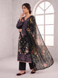 Black Embroidered Linen Straight Suit with Printed Dupatta - GU774