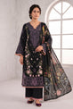 Black Embroidered Linen Straight Suit with Printed Dupatta - GU774