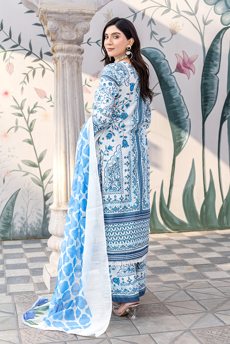 White and Blue Dress For Eid 