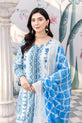 White and Blue Lawn Suit