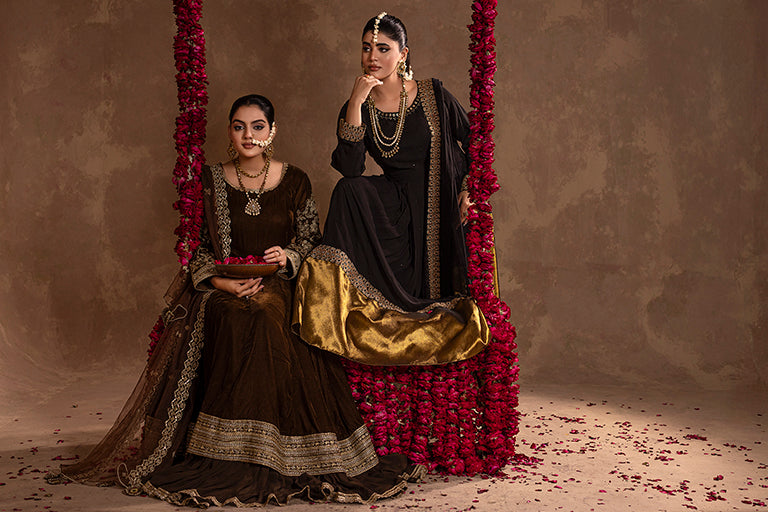 chocolate-brown Pakistani Branded suits For Women