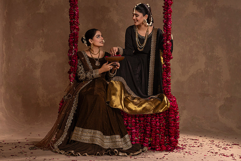 chocolate-brown Pakistani Designer Dresses