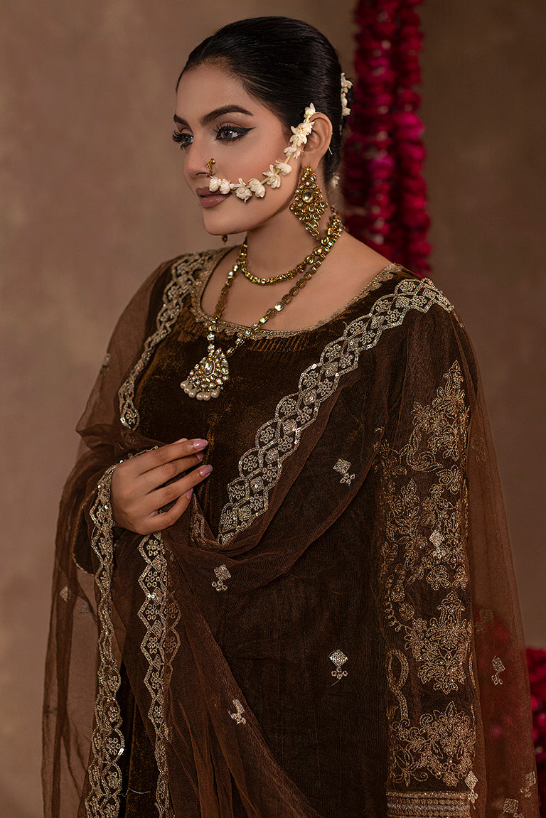 chocolate-brown Pakistani Formal dress