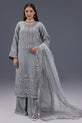grey organza suit