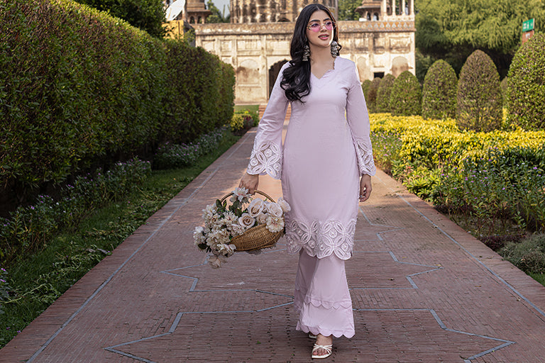 lilac Pakistani Cotton Dress