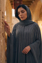 luxury in a charcoal grey kaftan abaya