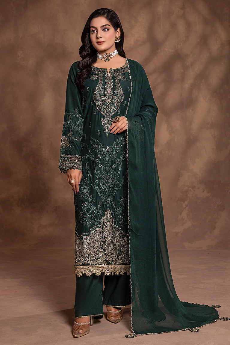 olive-green Pakistani Salwar Kameez
