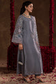 silver gray silk Pakistani Mehndi Dress