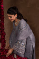 silver gray silk Pakistani Party Wear Dress