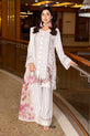 white silk ensemble Suit