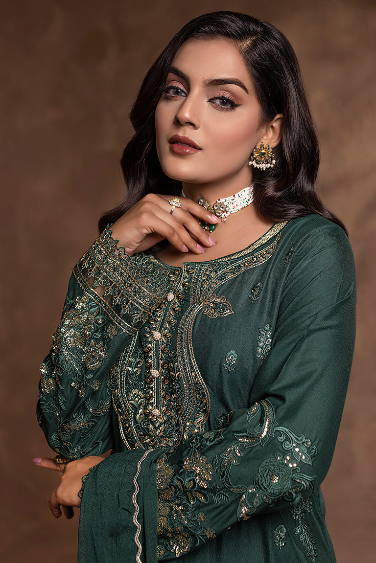zari and resham threadwork dress