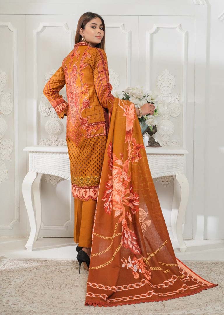 SAFWA ready to wear khaddar 3-piece collection On Rang Jah-SF10