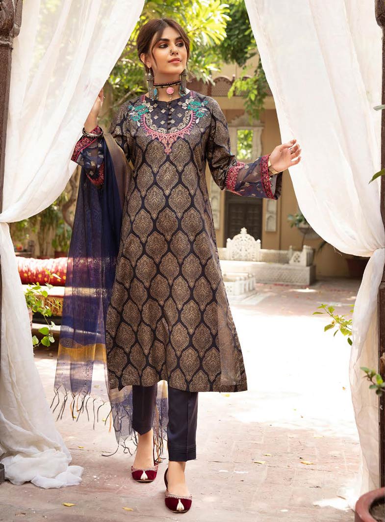 Readymade Linen Embroidered Suit-BS12 - Rang Jah