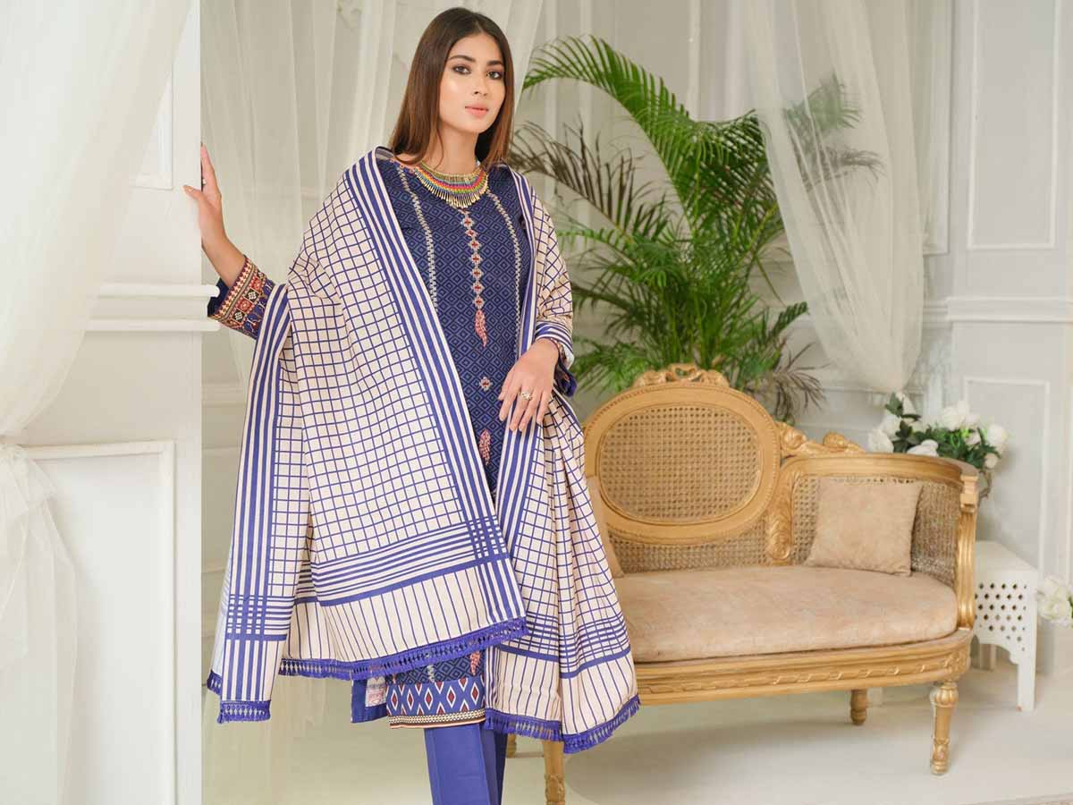 SAFWA ready to wear embroidered khaddar suit On Rang Jah-SF12